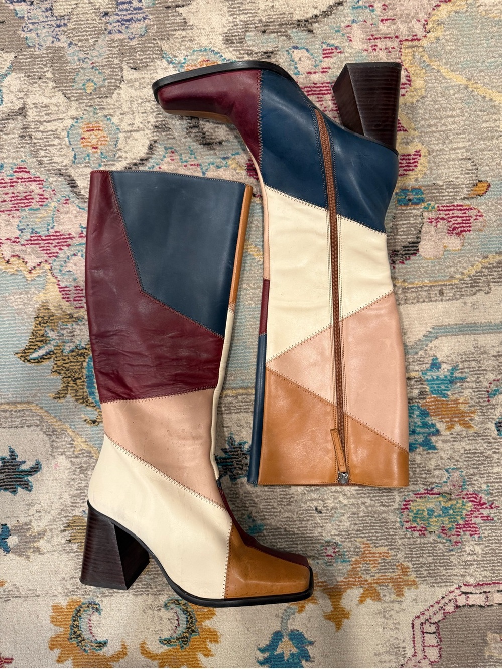 ALOHAS 👢 North Patchwork Leather Knee High Boots Multicolor EU 40